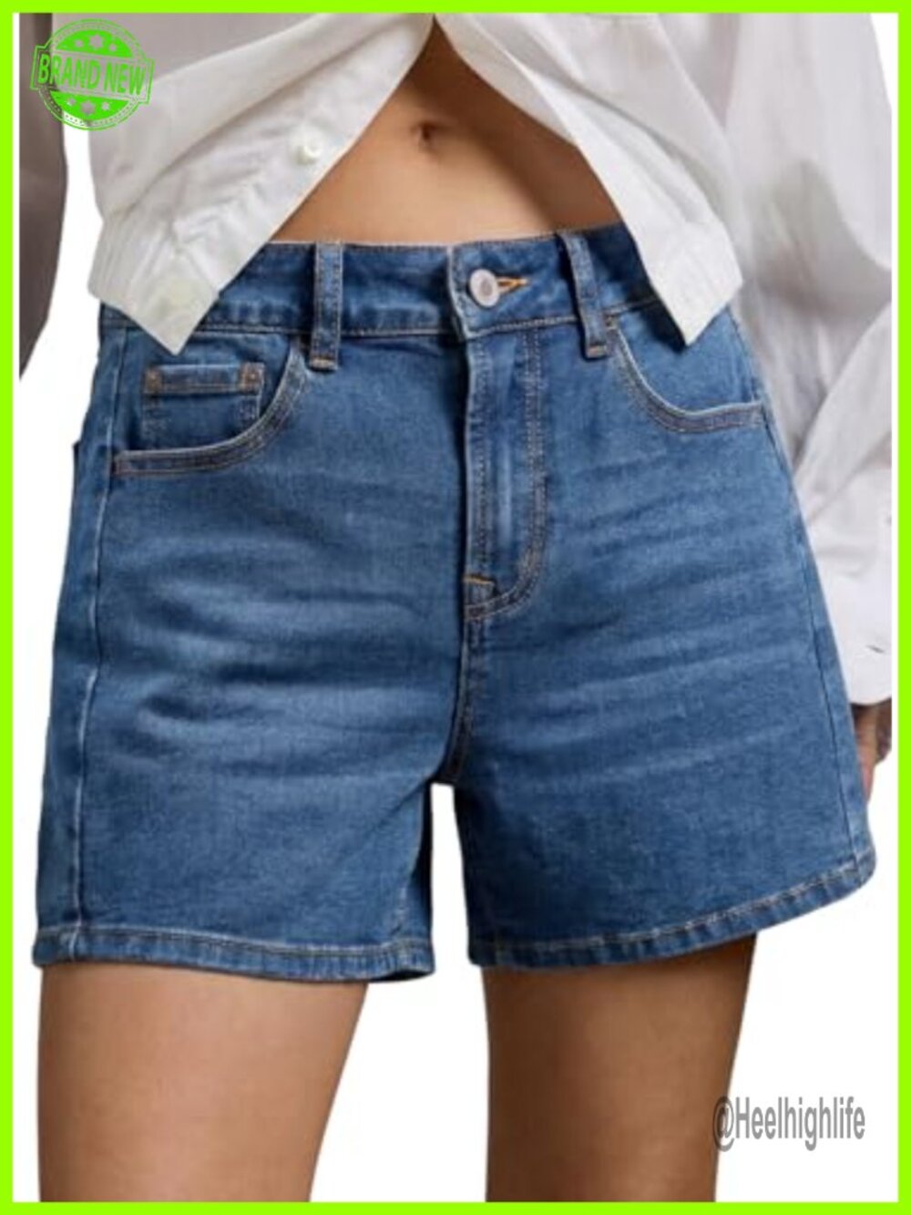 High Waisted Jean Shorts Stretchy Side Seam Denim Casual Summer